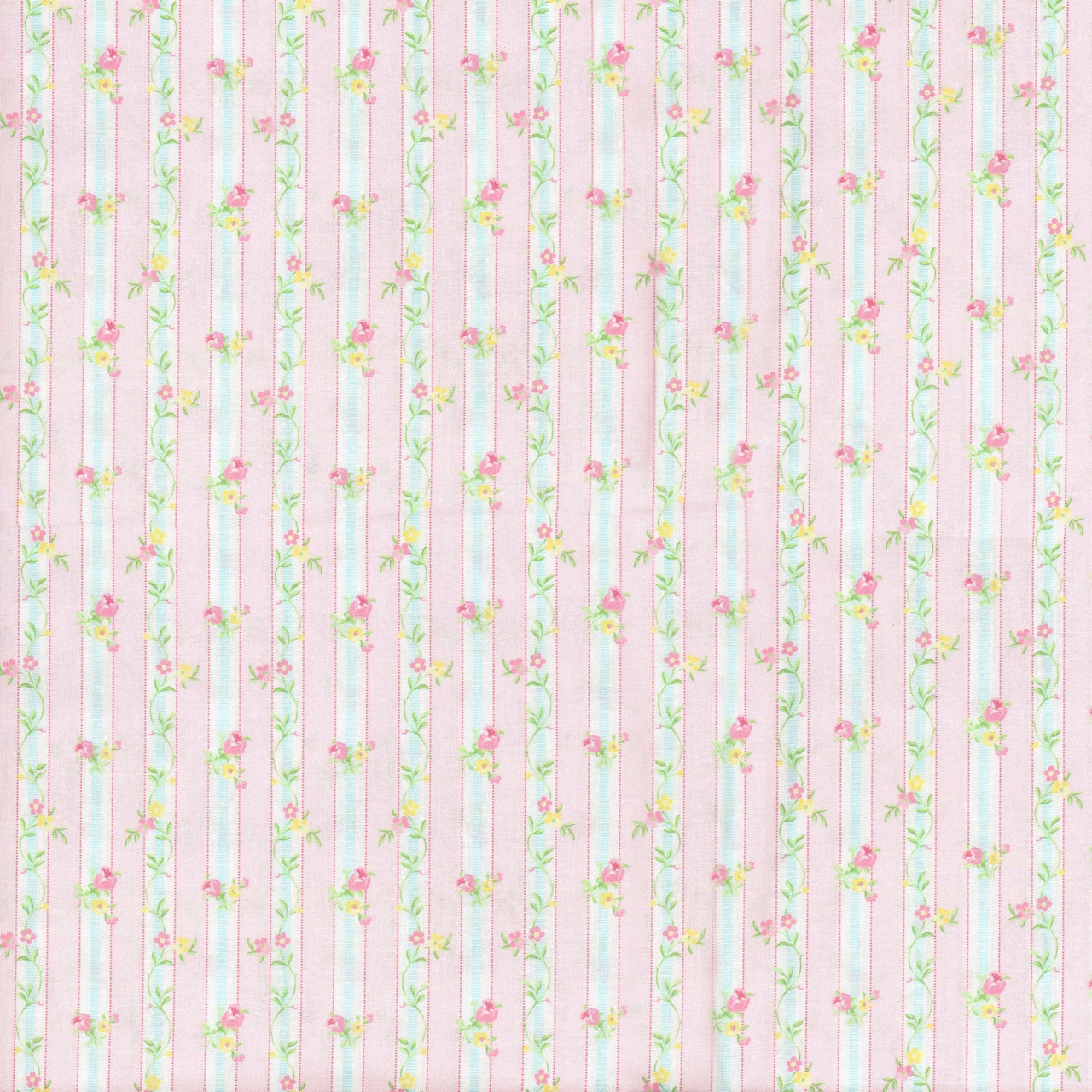 10 yd. Full Bolt: Fabric Traditions Floral Stripe Cotton Fabric